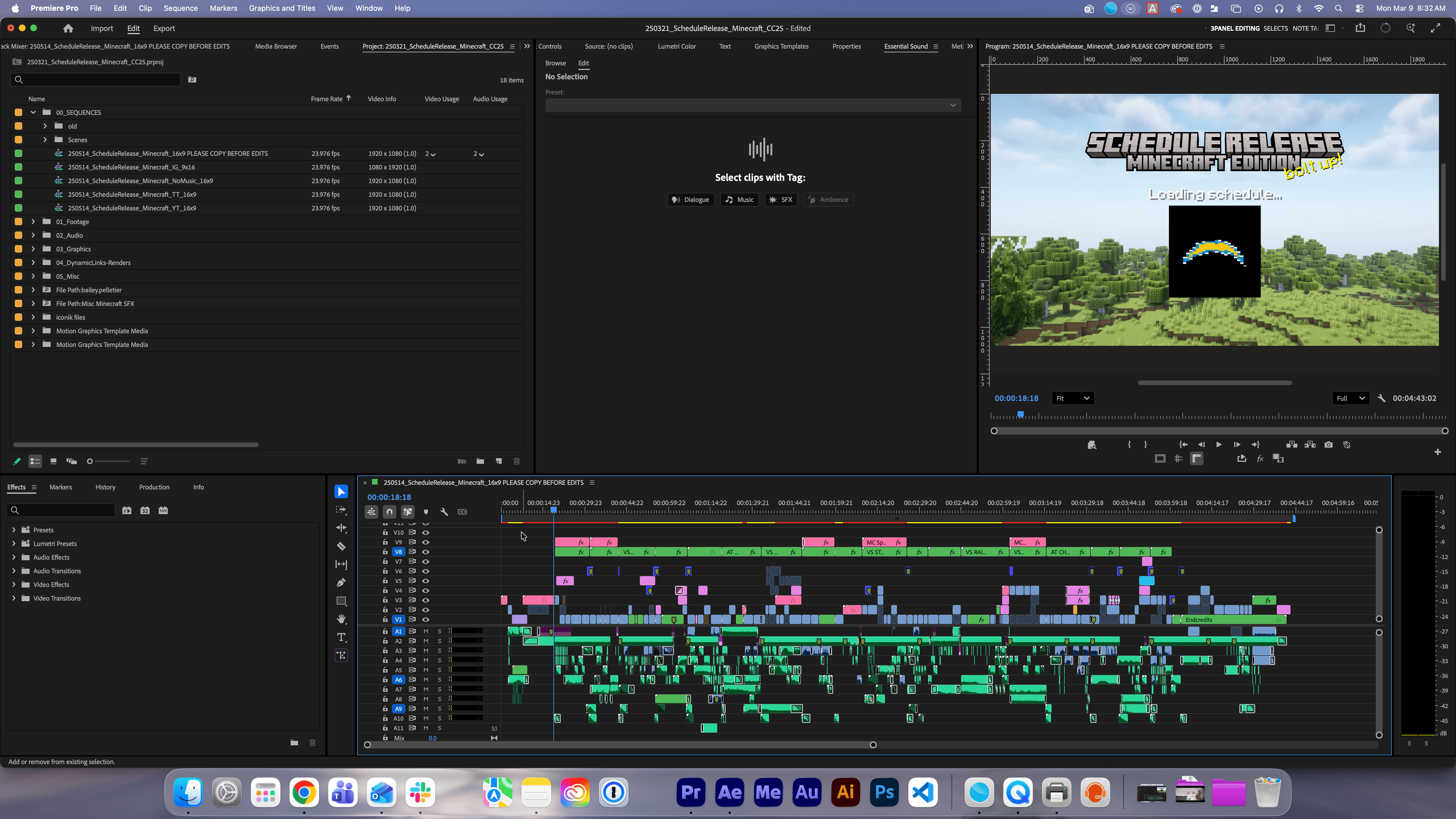 Premiere Pro timeline of the schedule release video