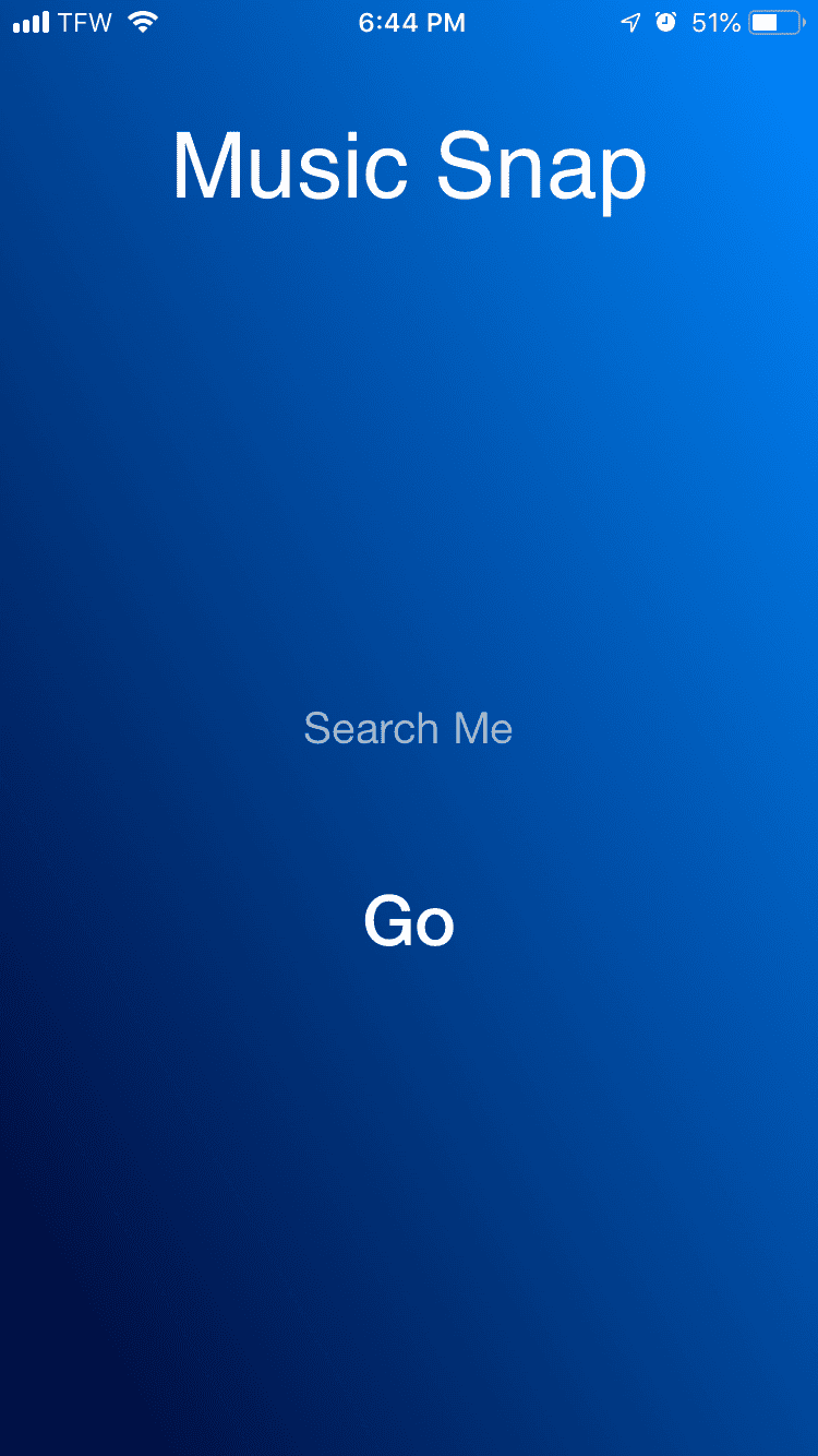 Screenshot of Music Snap app