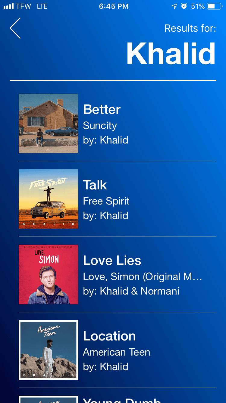 Screenshot of Music Snap app